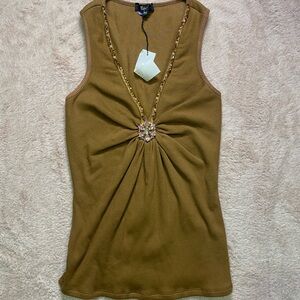 Sky Tan Embellished Tank Top